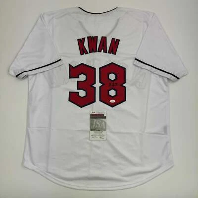 Autographed/Signed Steven Kwan Cleveland White Baseball Jersey JSA COA - Image 1 of 4
