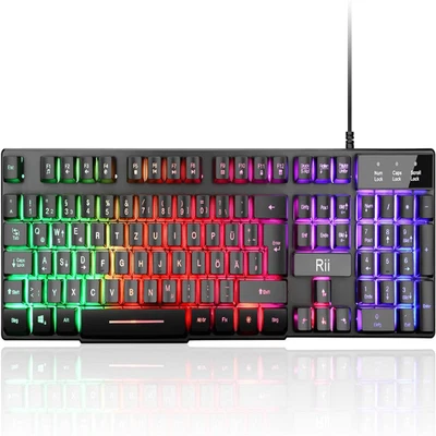 Rii RK100+ RGB Gaming-Tastatur Kabelgebunden - Bild 1 von 4