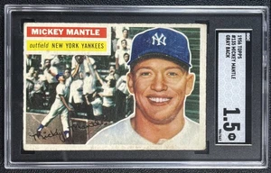MICKEY MANTLE SGC 1.5 1956 TOPPS #135 GRAY BACK YANKEES HOF 7662 - Bild 1 von 2