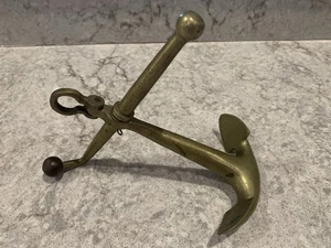 "Decoración/pisapapeles náuticos vintage de ancla de barco de latón macizo decoración MCM de 6""" - Imagen 1 de 16