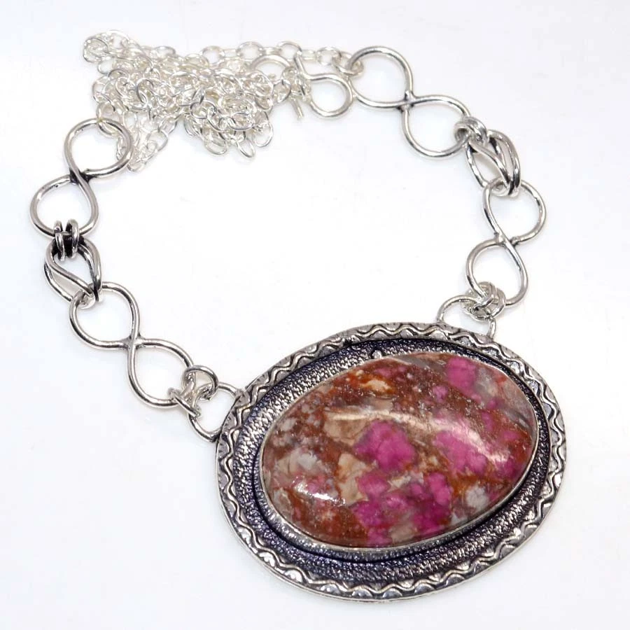 Pretty Cobalt Calcite 925 Silver Plated Necklace 18" Anniversary Gift Jewelry MJ - Image 1 of 3