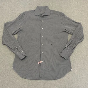 Camisa Finamore Napoli Para Hombre 16-41 Azul Cuadros Guinga Bordada con Botones  - Imagen 1 de 9