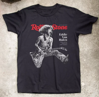 Camiseta Eddie Van Halen Rolling Stone Guitarrista Música Rock Negra Unisex Foto 1 de 2