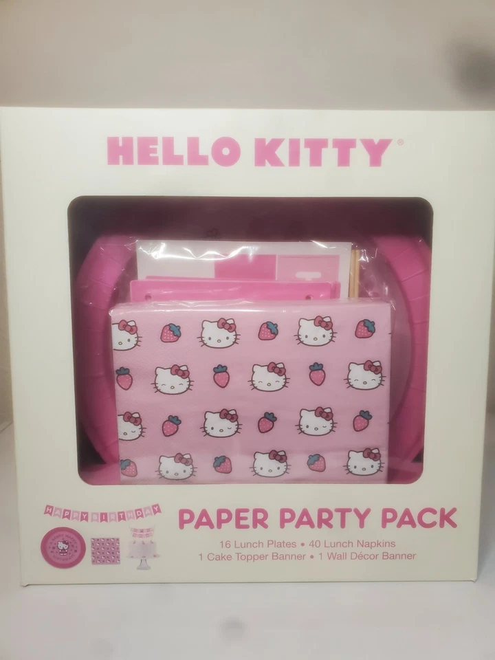 Hello Kitty纸质餐具派对包16盘,40张餐巾纸,蛋糕装饰 — 第 1/4 张图片