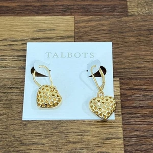 Orecchini donna Talbots nuovi con etichette $29,50 cuore tono oro pendenti nappa ragazza amore - Foto 1 di 3