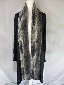 Fur Trim Cardigan Sweater Long Pockets Soft Fuzzy Comfy Loungewear M - Picture 1 of 10