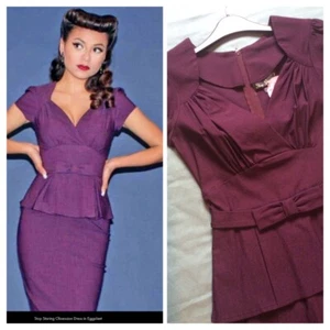 STOP STARING Dress VTG Repro Retro 40/50s Styled Wiggle Peplum👗🍸 Sz6/8 *BNWT* - Picture 1 of 12