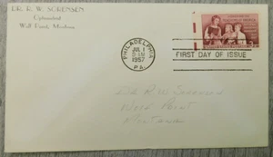 First Day Of Issue Philie PA 1957 Honoring Teachers America Stamp Envelope Cover - Picture 1 of 4
