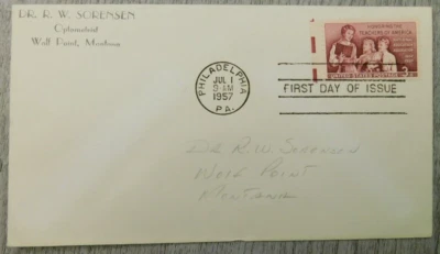 First Day Of Issue Philie PA 1957 Honoring Teachers America Stamp Envelope Cover - Image 1 of 4