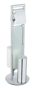 WENKO Stand WC Garnitur Toilettenpapierhalter Ersatzrollenhalter Edelstahl Glas - Bild 1 von 6