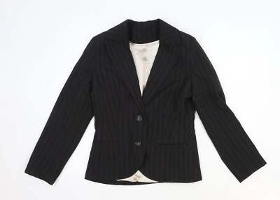 New Look Womens Black Striped Polyester Blend Blazer Size 12 - Image 1 of 4
