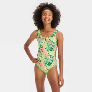 Girls' 'Patch it Up' Floral Printed One Piece Swimsuit - art class S 6/7 - Picture 1 of 2
