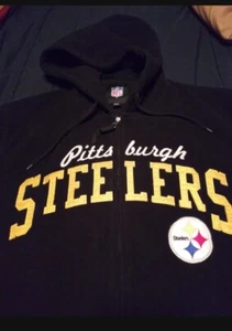 Giacca felpa uomo Steelers nera zip davanti pile taglia XL tasche usata - Foto 1 di 12