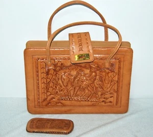Mazatlan 3D Design Embossed Mexico Leather Bag Handbag Messenger Artisan Handmad - Picture 1 of 12