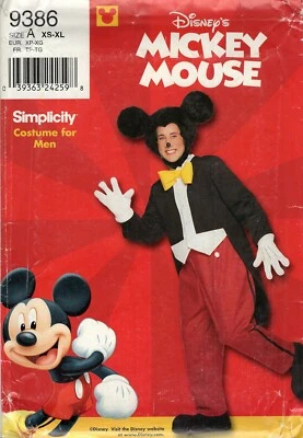 Simplicity 9386 MICKEY MOUSE Jacket, Pants, Gloves, Shoes, Head Sz XS-XL UNCUT - Image 1 of 4