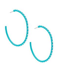 New Kendra Scott Val Matte Aqua Hoop Earrings In Iridescent Crystal $75