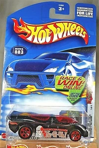 2002 Hot Wheels #83 Yu-Gi-Oh! Series 1/4 POWER PISTONS Black w/Dark Red 5 Spokes - Picture 1 of 5