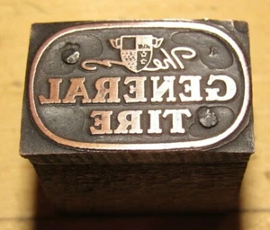Very Old The General Tire Advertising Wooden Printing Block - #1 - Picture 1 of 1