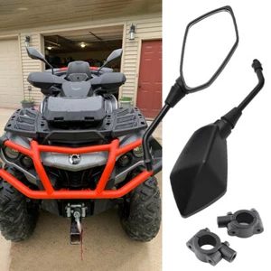 ATV Rearview Mirrors + 7/8" Clamps For Can-Am Outlander 500 570 650 800 850 1000 - Picture 1 of 16