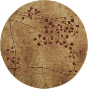 4' Brown Round Floral Power Loom Area Rug - Picture 1 of 1