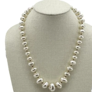 Baroque Pearl Hand Knotted Beaded Necklace W/ Gold Tone Spacer Strand of Pearls - Picture 1 of 8