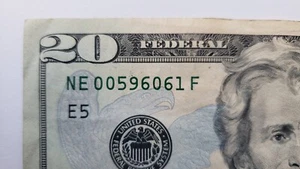 $20 Dollar Bill Fancy Consecutive Serial Number 00596061 - Picture 1 of 3
