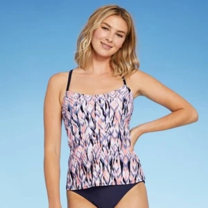 Top tankini para mujer con espalda cruzada - Kona Sol multicolor púrpura, taza acolchada, talla L - Imagen 1 de 9