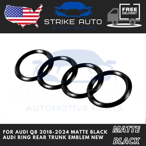 For Audi Q8 2018-2024 Matte Black Audi Ring Rear Trunk Emblem New - Picture 1 of 1