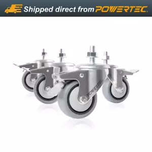 Powertec 4er-Pack Low Profile Gummi Drehplattenrollen 3" mit Sechskantflansch Kontermuttern - Bild 1 von 10