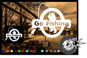 Go Fishing Car Window bumper laptop sticker Vinyl Decal angling fly Carp - Picture 1 of 2