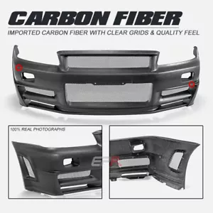 For Skyline R34 GTR BNR34 NSM ZT Type Matte Dry Carbon Fiber Front Bumper Bar - Foto 1 di 10