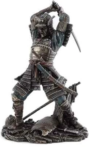 Samurai Warrior in Battle Japanese Bronze Resin Statue Figurine - Picture 1 of 7
