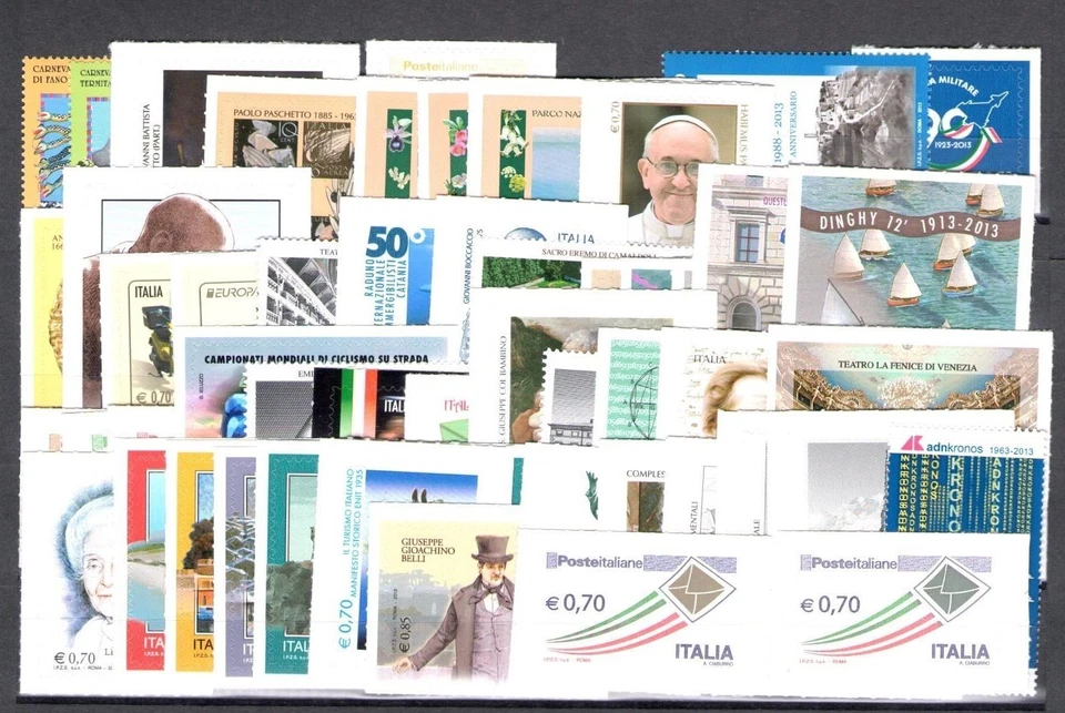 2013 Itália, Vintage Completo 66 Valores + 4 Folhas + 0,70 com Envelope Dourado MNH* - Imagem 1 de 1