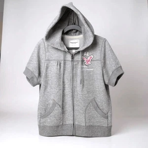 Y2K American Eagle Womens Large SS Full Zip Hooded Sweatshirt Hoodie Twilight 34 - Picture 1 of 14