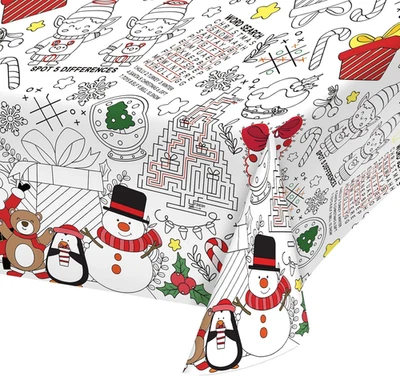 Mantel para colorear desechable de Navidad para niños y póster festivo con Santa y Sno Foto 1 de 4