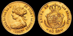 Isabel II 40 Reales (3,3g) 1862 Madrid AC-681 MBC+ - Bild 1 von 6