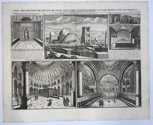 TERRA SANTA CHIESA SAN SEPOLCRO 1719 HENRI CHATELAIN GRANDE VEDUTA ANTICA - Foto 1 di 8