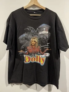 Vintage Y2K Dolly Parton Dollywood T Shirt - XL ? - Black Graphic Tee - Picture 1 of 5