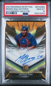 2023 Bowman Inception GOLD FOIL Moises Ballesteros Auto 50/50 PSA 10 POP 1 - Picture 1 of 2