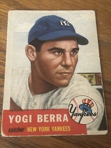 1953 Topps 104 Yogi Berra Off Center Hairline Creases And Rounded Corner See Pic