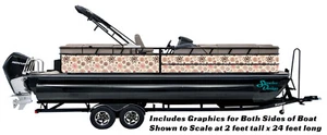 Floral Pattern Red Beige Graphic Kit Decal Fishing Boat Wrap Vinyl Pontoon - Picture 1 of 1