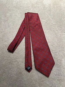 Brandini Necktie Dark Red W/ Navy Tiny Medallions Circles 100% Silk USA - Picture 1 of 10