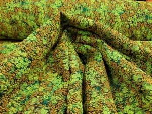 Green Brocade Orange Floral Jacquard Fabric By The Yard Floral Embossed Prom - Picture 1 of 10