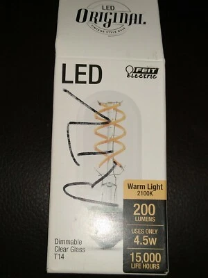 1 Feit Electric 25 Watt Equivalent T14 Spiral Filament LED Light Bulb White  - Image 1 of 2