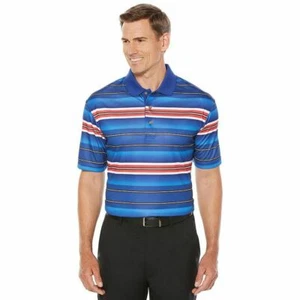 NUOVO Grand Slam Uomo Golf Polo Camicia Righe Elasticizzata Movimento Flusso Traspirante M  - Foto 1 di 4