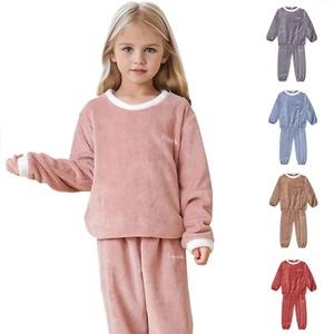 Winter Boys And Girls Babies Coral Fleece Pajamas Clothes Hoodies Lon Two Piece - Picture 1 of 27