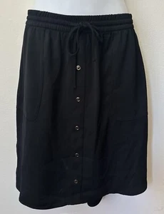 Apt 9. Women's Size M Decorative Button Front Elastic Drawstring Waist Black New - Picture 1 of 6