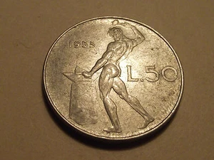 #2563 Italy; 50 Lire 1955 - Picture 1 of 2