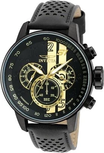 Invicta S1 Rally Quartz Watch 48mm Black Leather Strap Black Dial 19289, Men's - Picture 1 of 6