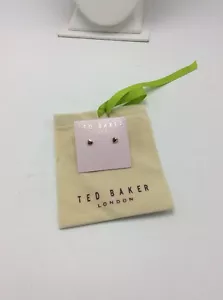 $39 Ted Baker Rose Gold Tone Mini Heart Earrings W/ Large Pearl Ball On Back Tb1 - Picture 1 of 8